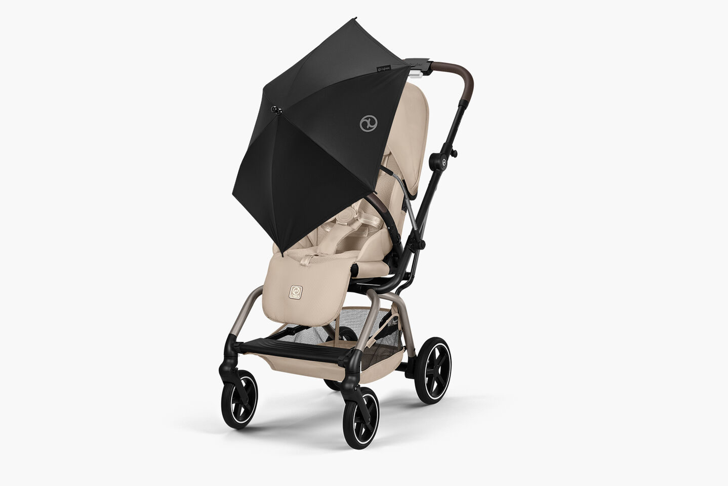 Product image of an Eezy S Twist +2 buggy with a parasol attached.