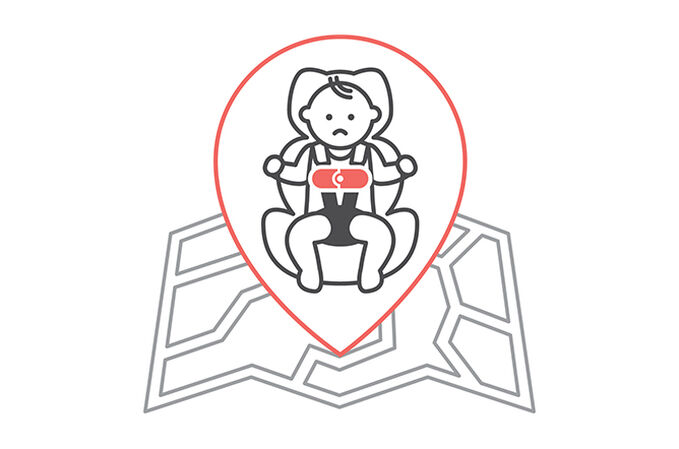 An image of the CYBEX Platinum SensorSafe Toddler Safety Kit Accessories for Car Seats, highlighting the Child still in car warning feature.