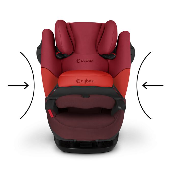 An image of the CYBEX Silver Pallas M Toddler Car Seat, highlighting the Energy-absorbing shell feature.