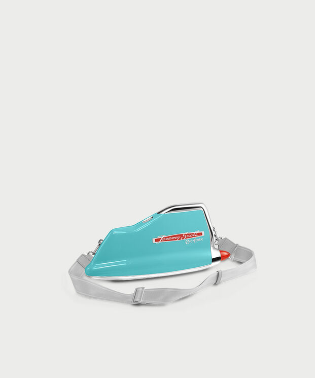 by Jeremy Scott Wings in turquoise with grey strap.