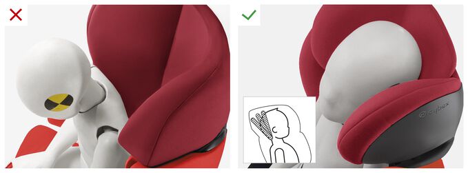 Immagine del CYBEX Silver Pallas M-Fix Toddler Car Seat che mette in risalto la caratteristica POGGIATESTA RECLINABILE IN 3 POSIZIONI.