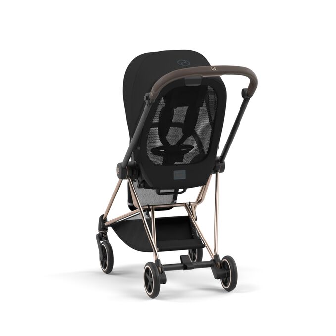 An image of the CYBEX Platinum Mios Jeremy Scott - Wings Stroller, highlighting the Breathable seat cover feature.