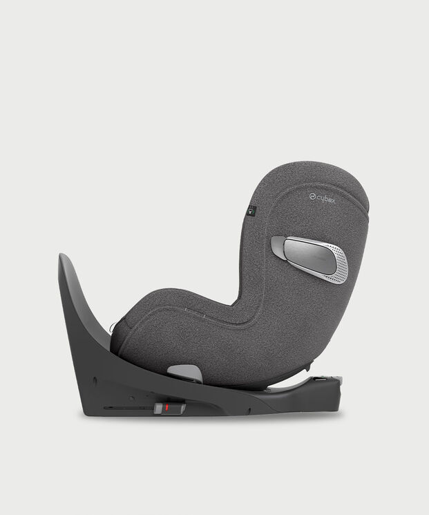 A side view of a grey Cybex child car seat.