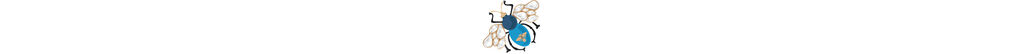 Flying bee with blue stripes on a white background.