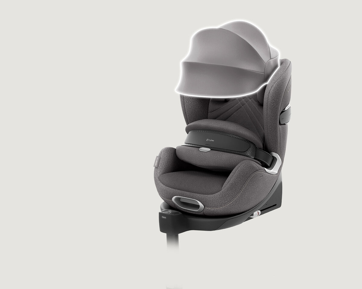 Anoris T2 i-Size Plus car seat with airbag in grey on a white background.