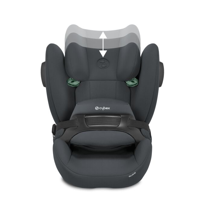 An image of the CYBEX Silver Pallas B3 i-Size Toddler Car Seat, highlighting the Adapts to your child feature.