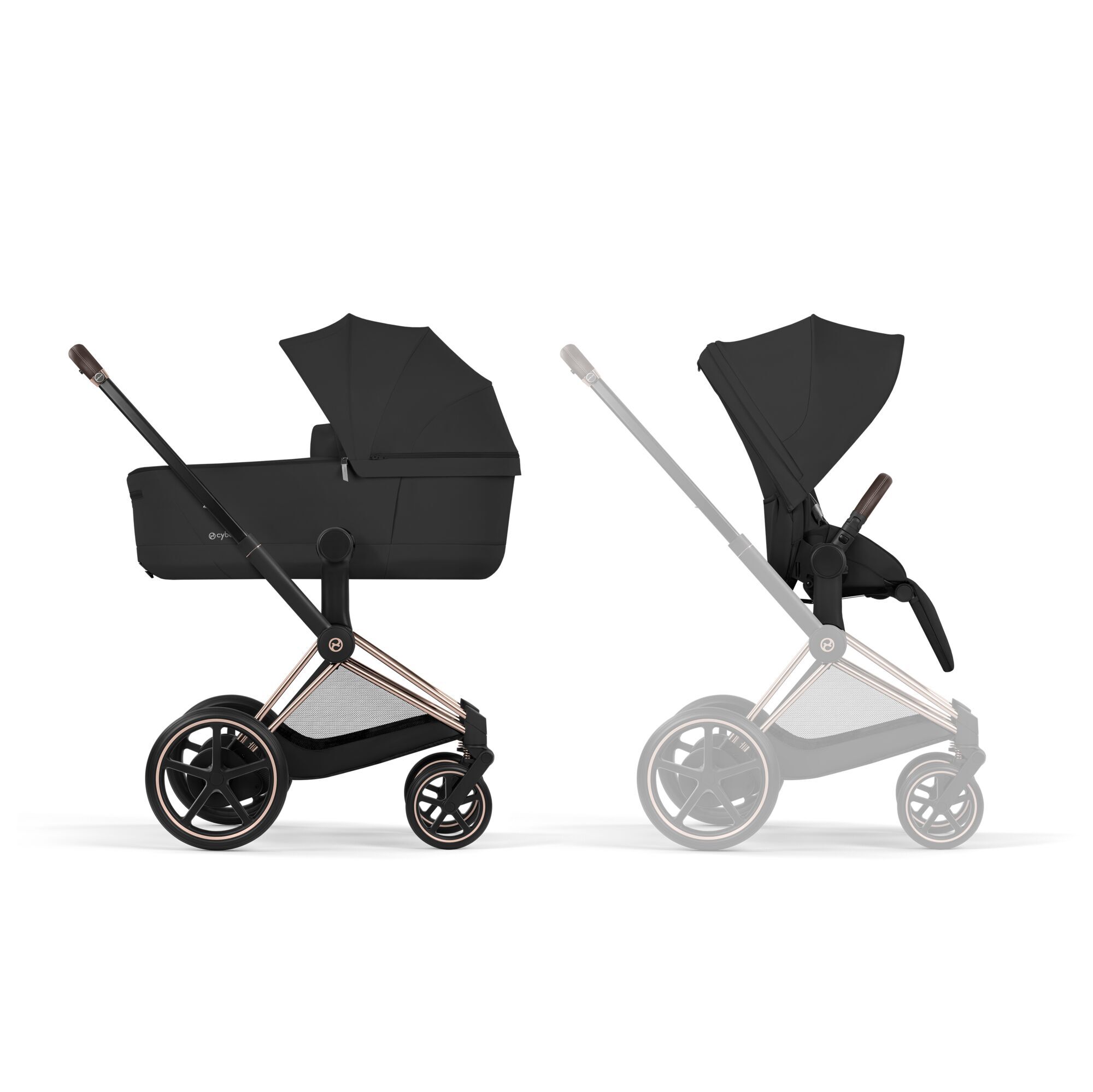 CYBEX e-Priam - Sepia Black (Rosegold Frame) in Sepia Black (Rosegold Frame) large-cybex-neu image number 2