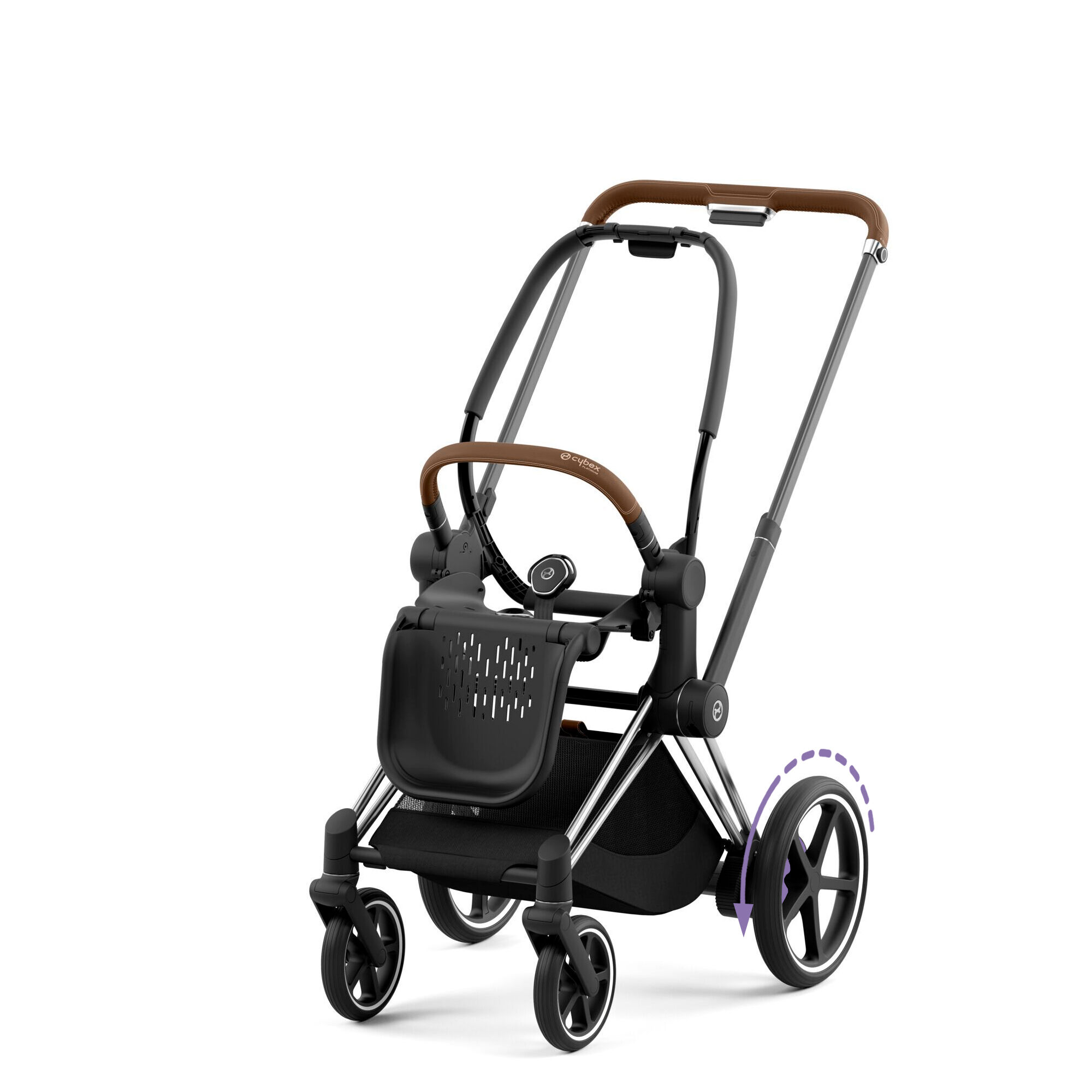 CYBEX e-Priam Frame - Chrome With Brown Details in Chrome With Brown Details large-cybex-ca image number 1