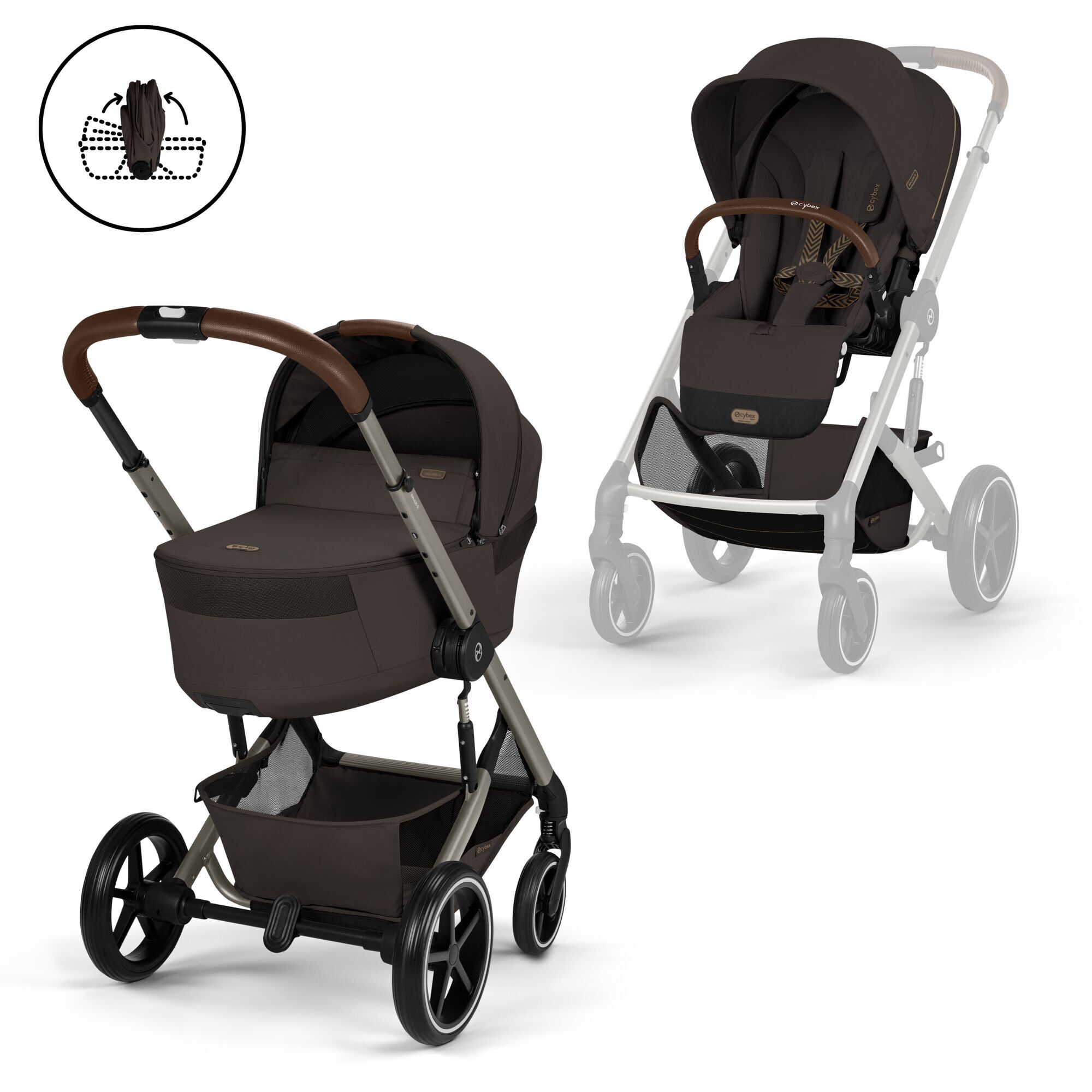 CYBEX Balios S Lux with Fold Cot - Chocolate Brown (Taupe Frame) in Chocolate Brown (Taupe Frame) large-cybex-gb image number 1