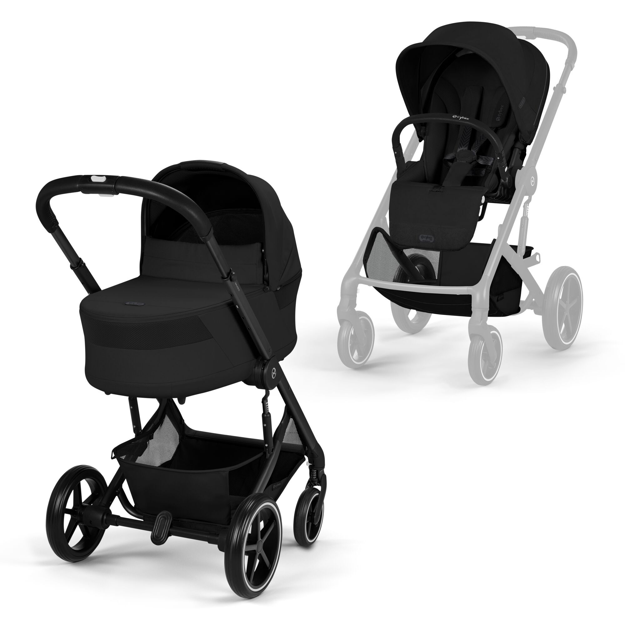 CYBEX Balios S Lux with Balios Cot S Lux - Moon Black (Black Frame) in Moon Black (Black Frame) large-cybex-gb image number 1