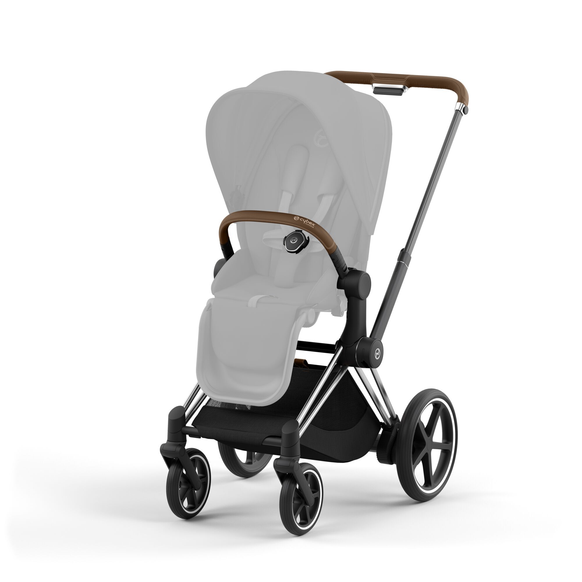 CYBEX e-Priam Frame - Chrome With Brown Details in Chrome With Brown Details large-cybex-cn image number 2