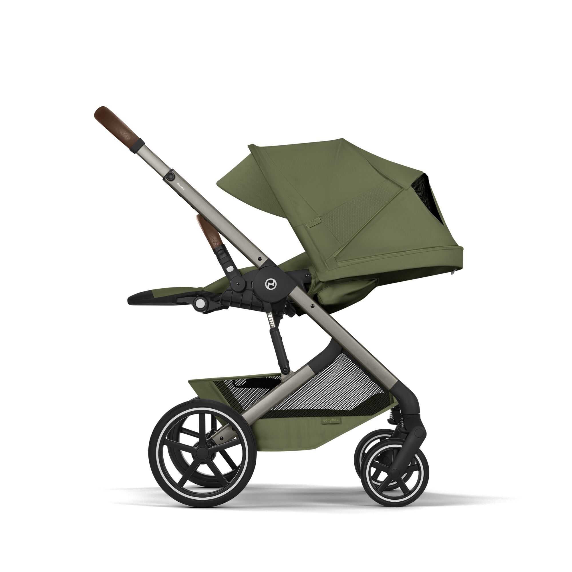 CYBEX Balios S Lux with Fold Cot - Moss Green (Taupe Frame) in Moss Green (Taupe Frame) large-cybex-gb image number 8