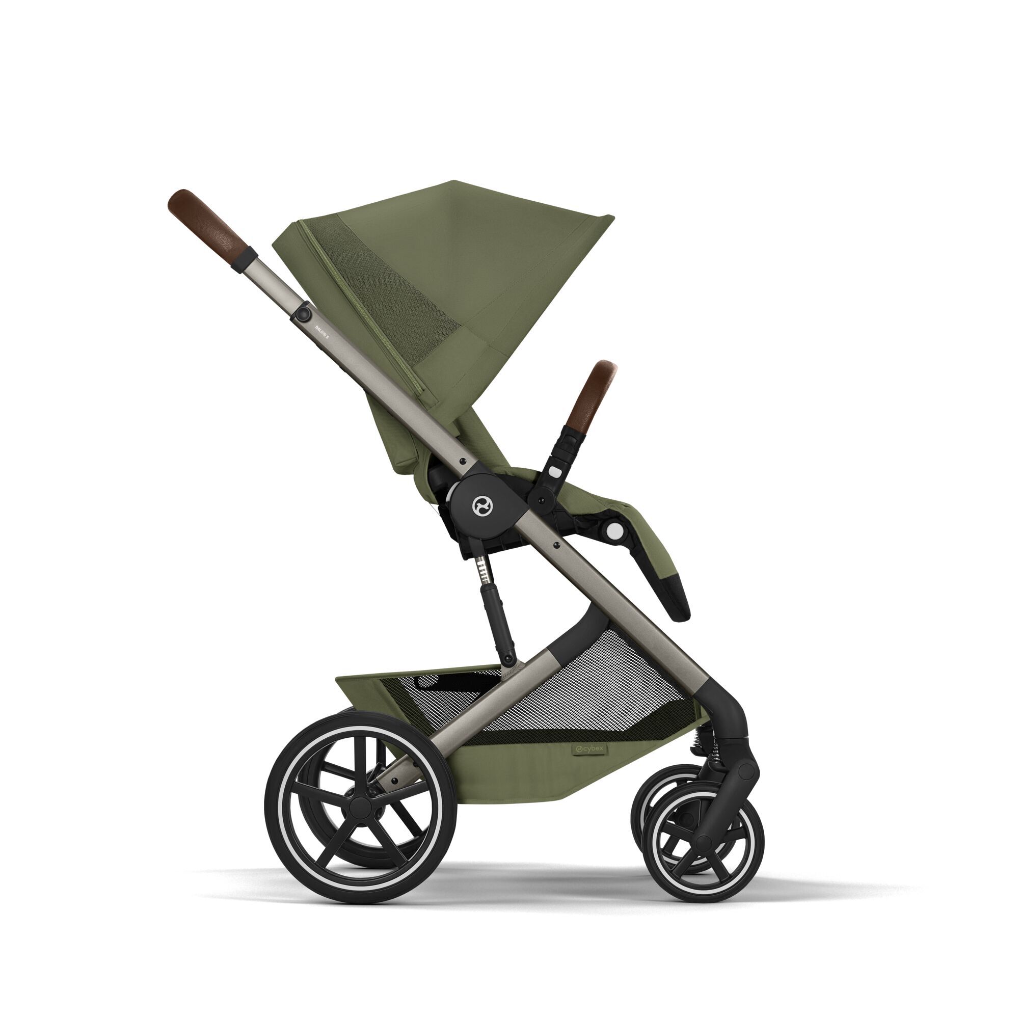 CYBEX Balios S Lux with Fold Cot - Moss Green (Taupe Frame) in Moss Green (Taupe Frame) large-cybex-gb image number 6