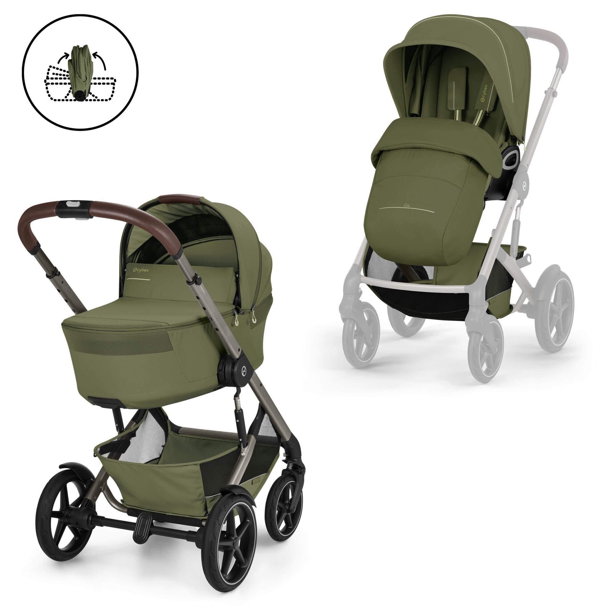 CYBEX Talos S Lux with Fold Cot - Moss Green (Taupe Frame) in Moss Green (Taupe Frame) large-cybex-neu Bild 1