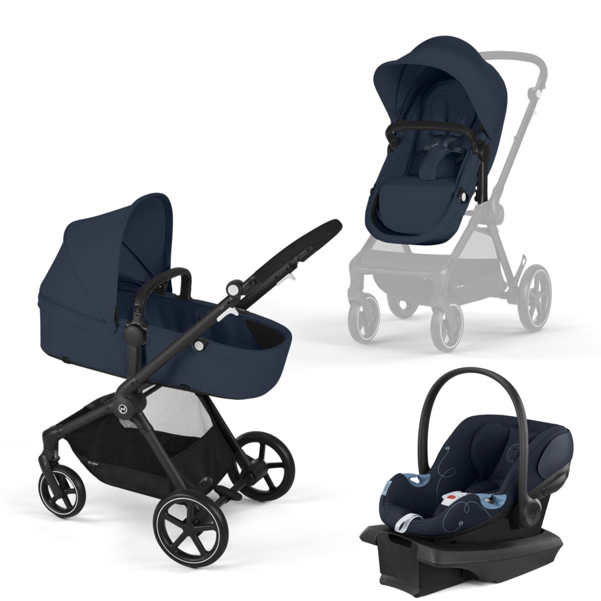 CYBEX Eos and Aton G Travel System - Ocean Blue in Ocean Blue (Black Frame) large-cybex-us image number 1