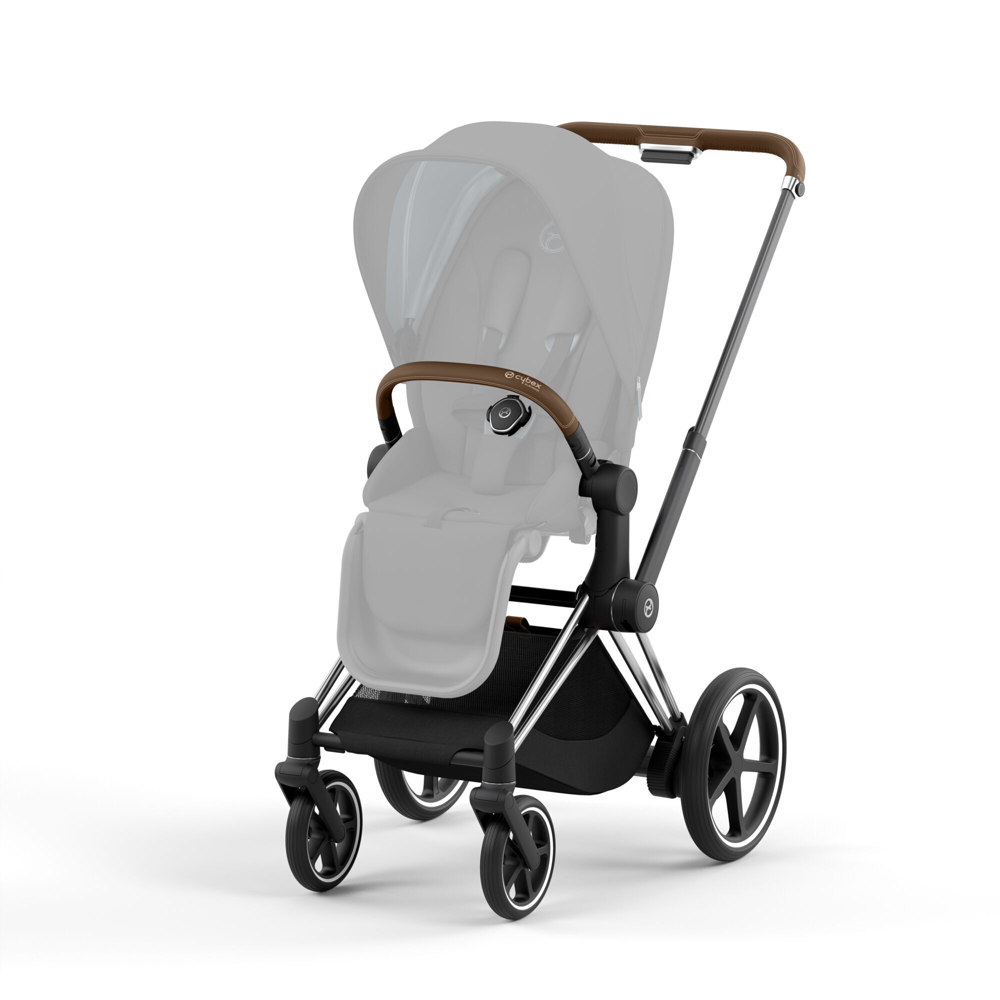 CYBEX e-Priam Frame - Chrome With Brown Details in Chrome With Brown Details large-cybex-ca image number 2
