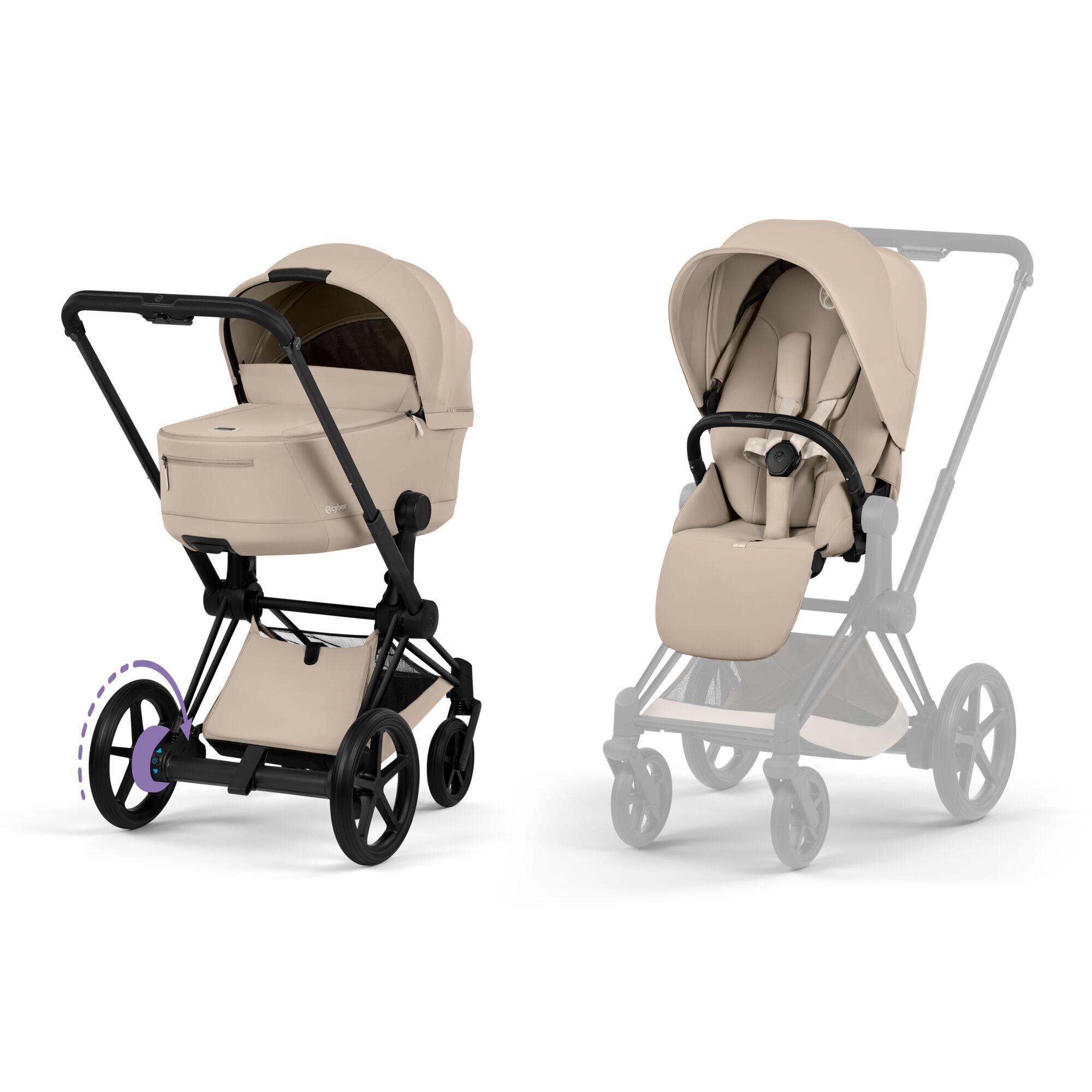 CYBEX e-Priam - Cozy Beige (Matt Black Frame) in Cozy Beige (Matt Black Frame) large-cybex-gb image number 1