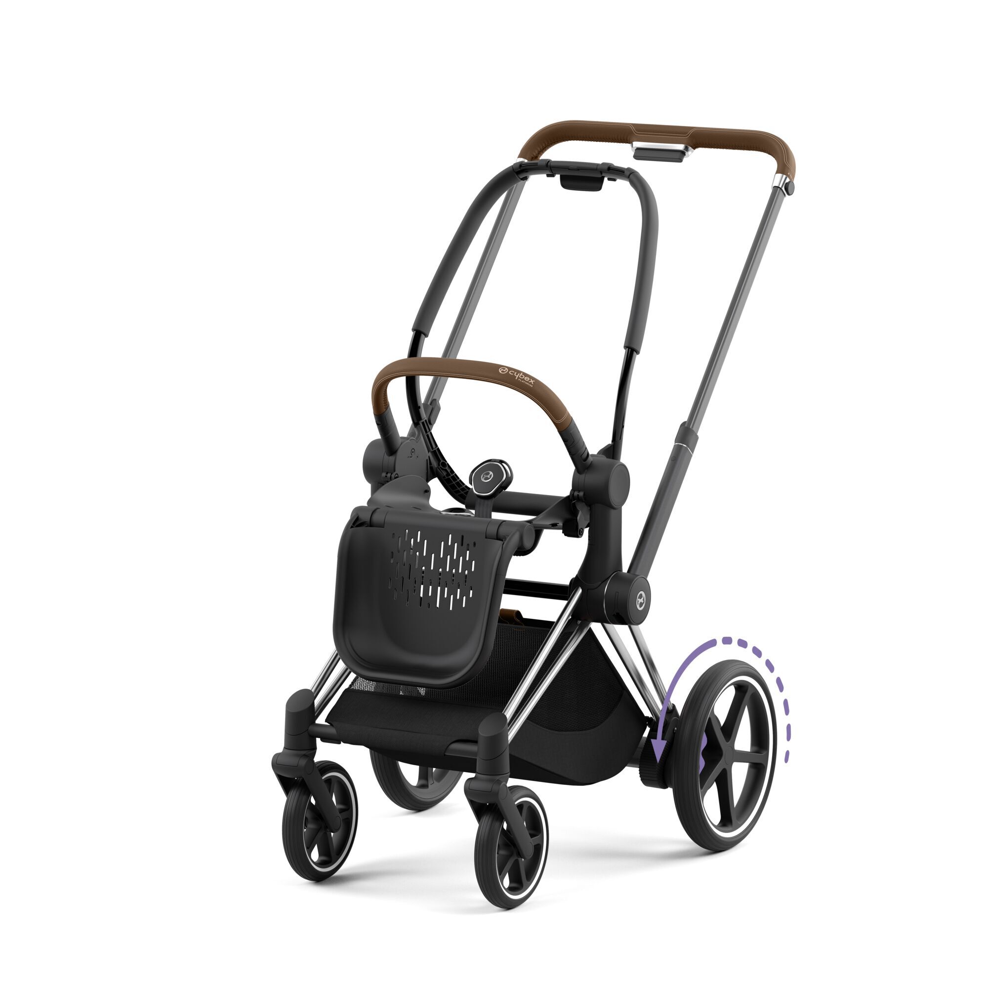 CYBEX e-Priam Frame - Chrome With Brown Details in Chrome With Brown Details large-cybex-imea image number 1
