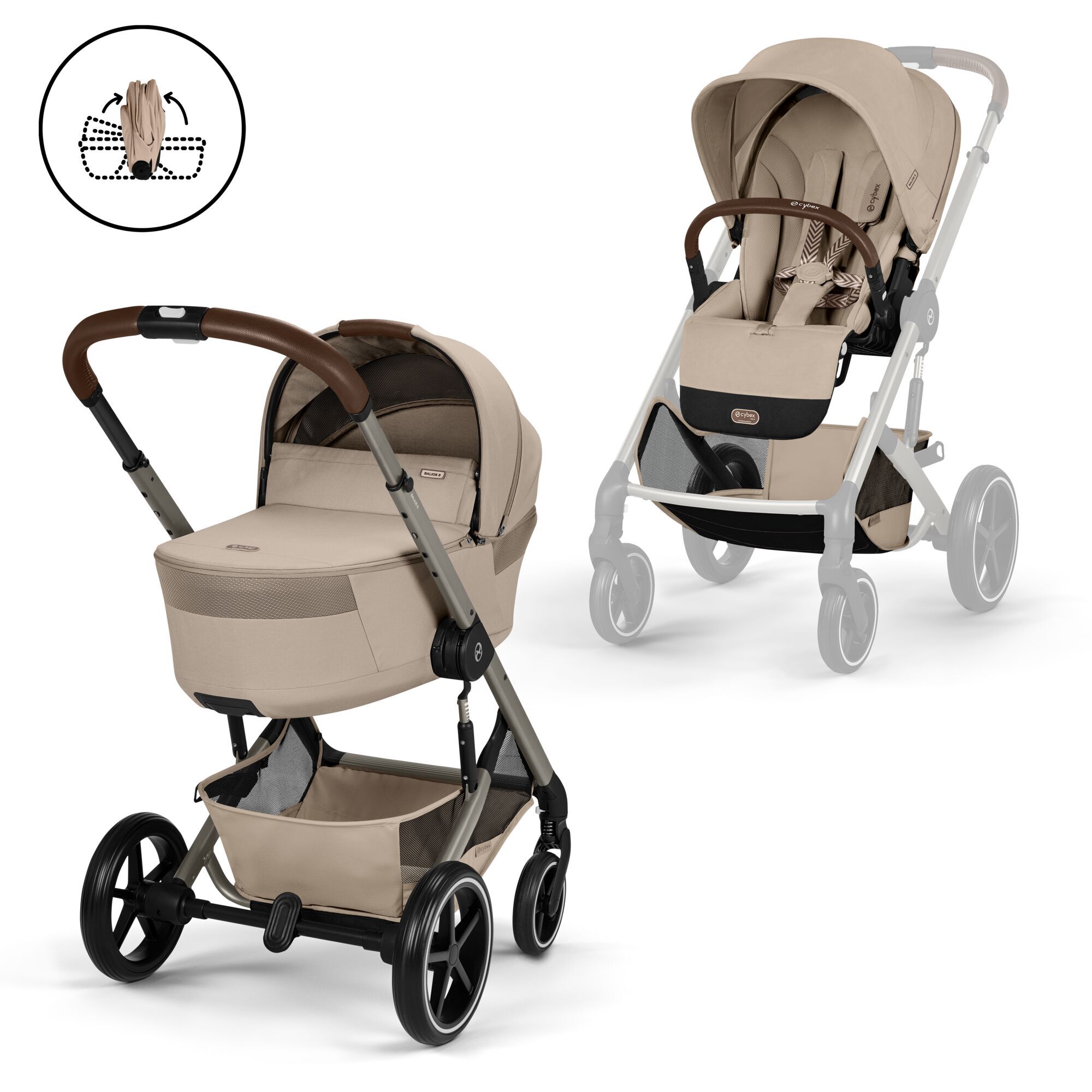 CYBEX Balios S Lux with Fold Cot - Almond Beige (Taupe Frame) in Almond Beige (Taupe Frame) large-cybex-neu Bild 1