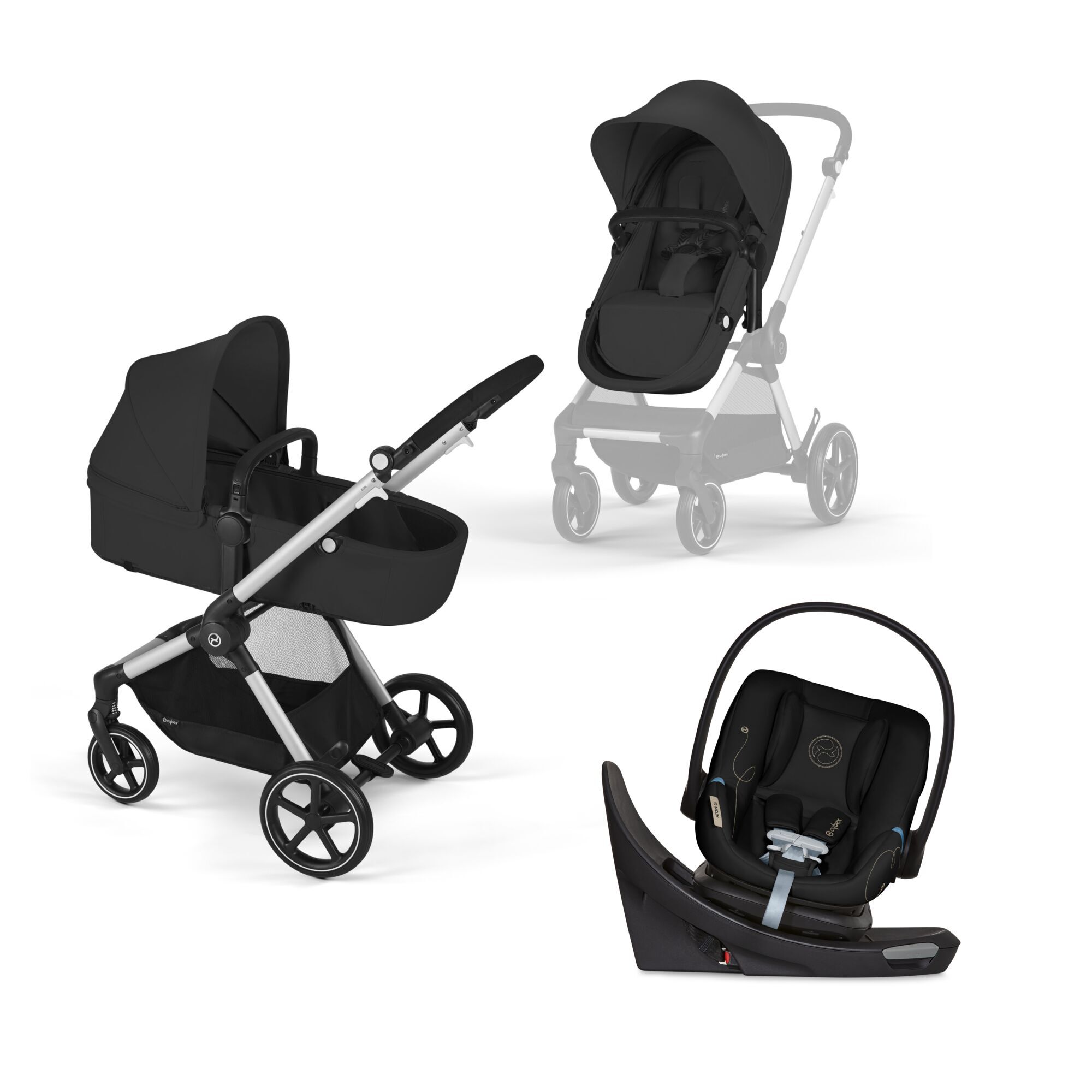 CYBEX Eos Travel System - Moon Black (Silver Frame) in Moon Black (Silver Frame) large-cybex-us image number 1