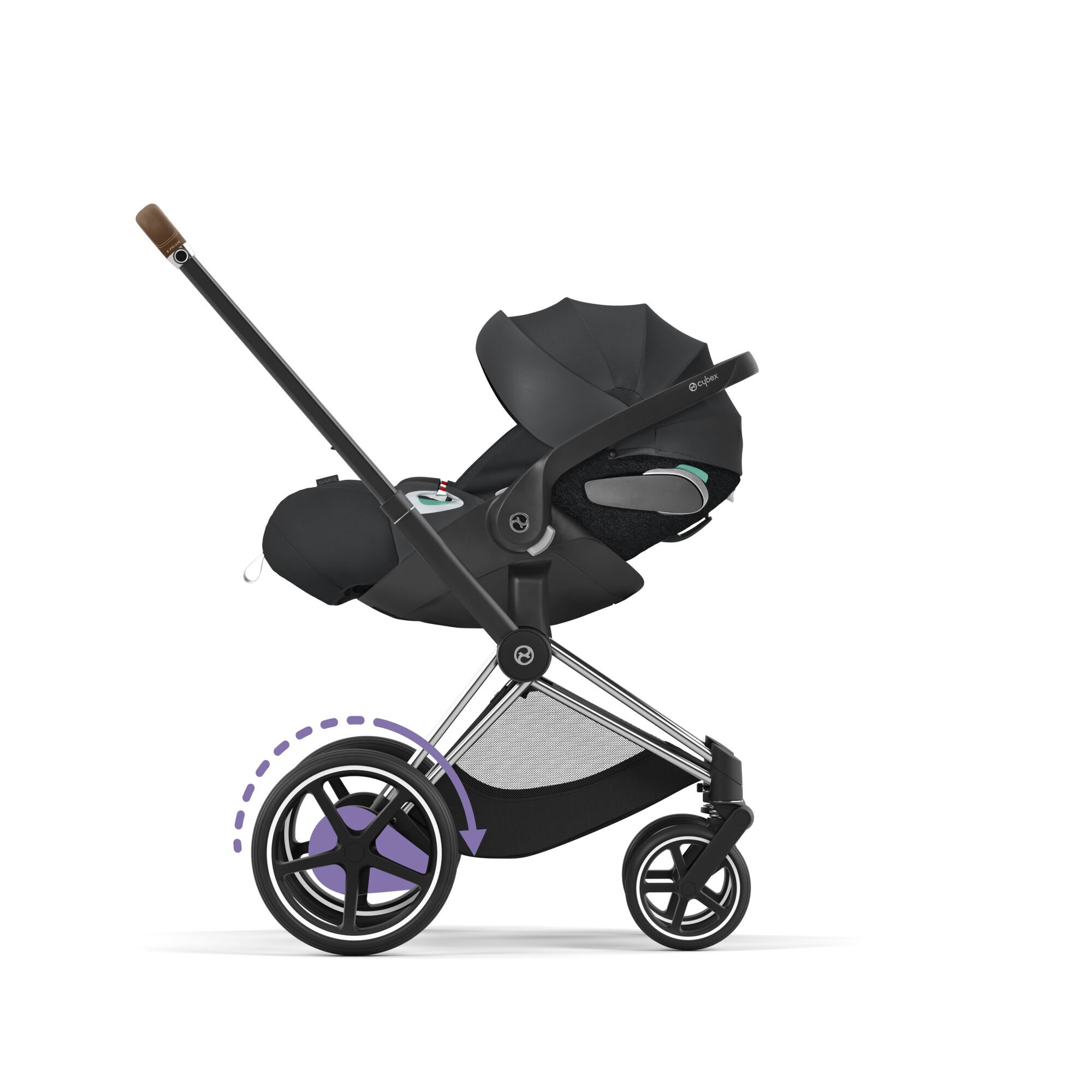 CYBEX e-Priam Frame - Chrome With Brown Details in Chrome With Brown Details large-cybex-au image number 5