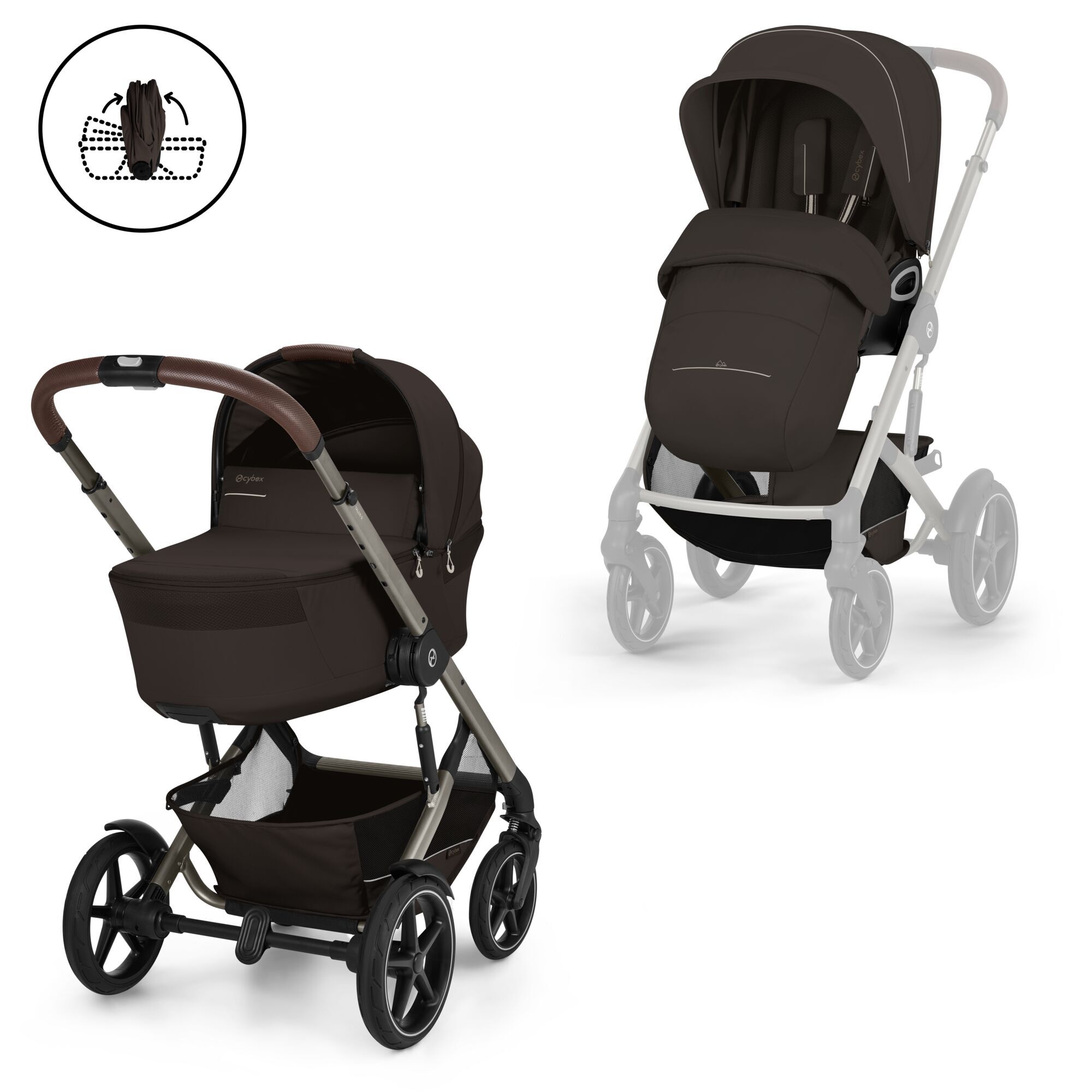 CYBEX Talos S Lux with Fold Cot - Chocolate Brown (Taupe Frame) in Chocolate Brown (Taupe Frame) large-cybex-neu image number 1